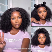 Kinky Curly Pre-Cut Lace Closure Wig with Pre Plucked Hairline & Bleached Knots
