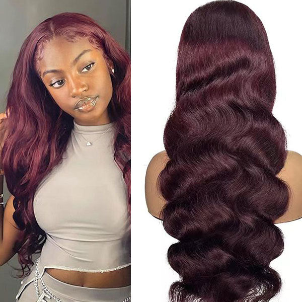 Dark-99J-Burgundy-Body-Wave-4x4-&-5x5-&-6x6-Closure-Lace-Glueless-Wig