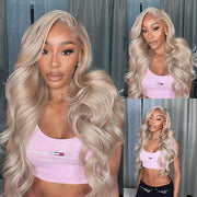 Ash Blonde Color Body Wave Lace Frontal Human Hair Wig