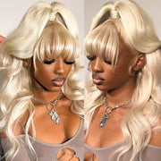 613 Blonde Straight Color Wigs With Bangs Transparent Lace Wig High Quality Remy Hair