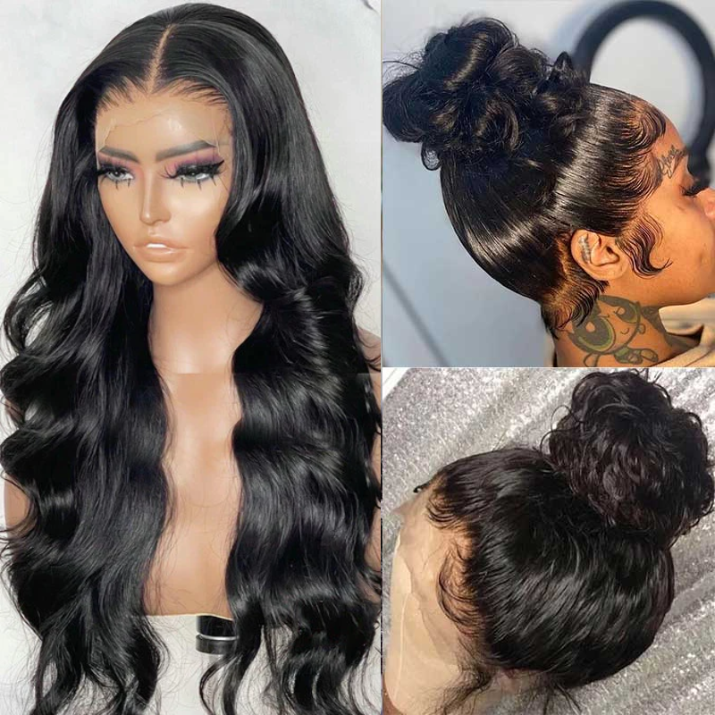 Clear HD Lace Transparent 360 Lace Wig Body Wave Human Hair Pre Plucked ...