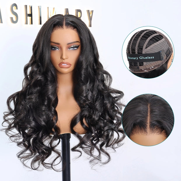 Air Wig | Ready To Go Body Wave 13x4 HD Transparent Lace Human Hair Wig Easy on Easy off with Pre Plucked Hairline & Bleached Knots