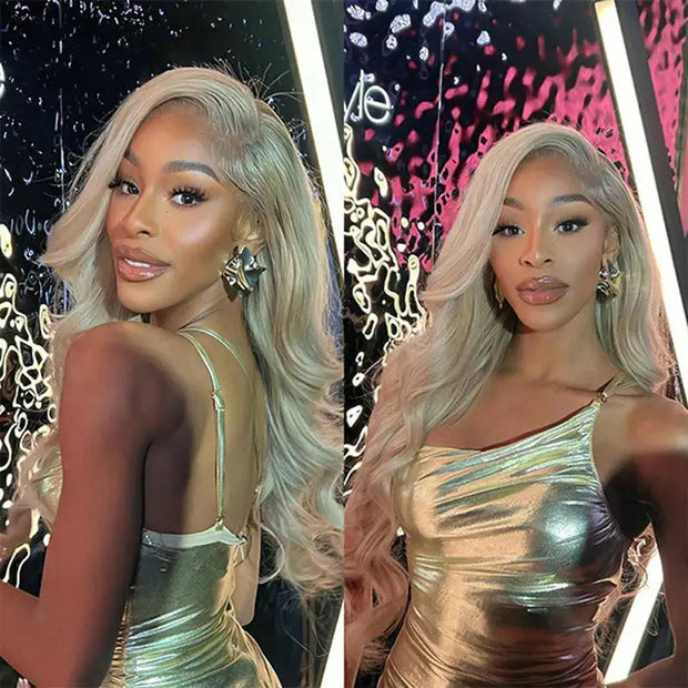ash blonde wigs body wave lace frontal wigs 