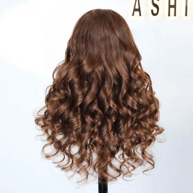 Body Wave Pre-Cut Layer With Bangs Pull Go 3x1 Lace Brown Wig True Scalp Glueless Pre-Styled Wig