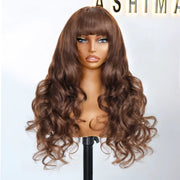 Body Wave Pre-Cut Layer With Bangs Pull Go 3x1 Lace Brown Wig True Scalp Glueless Pre-Styled Wig