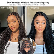 Full Lace Knotless Boho Curls Braided Long Wig