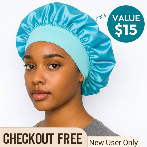 [Checkout FREE for New User]Ashimary Silk Nightcap Wide Elastic Band Tight Satin Bonnet
