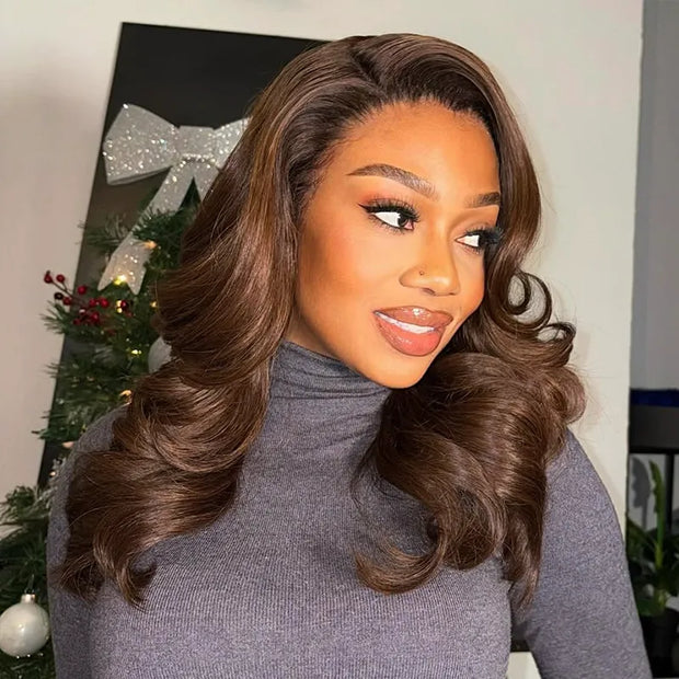Chocolate Brown Peacock Curls Pull & Go Wig