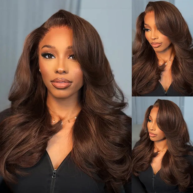 Chocolate Brown Peacock Curls Pull & Go Wig