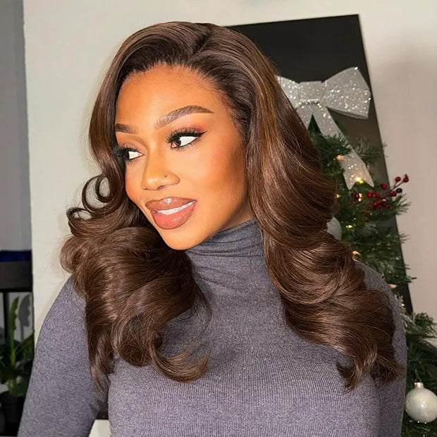 Chocolate Brown Peacock Curls Pull & Go 