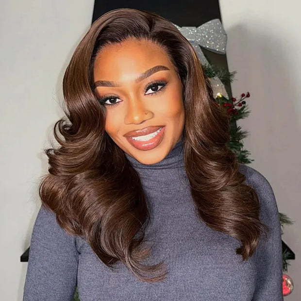 Chocolate Brown Peacock Curls Pull & Go 