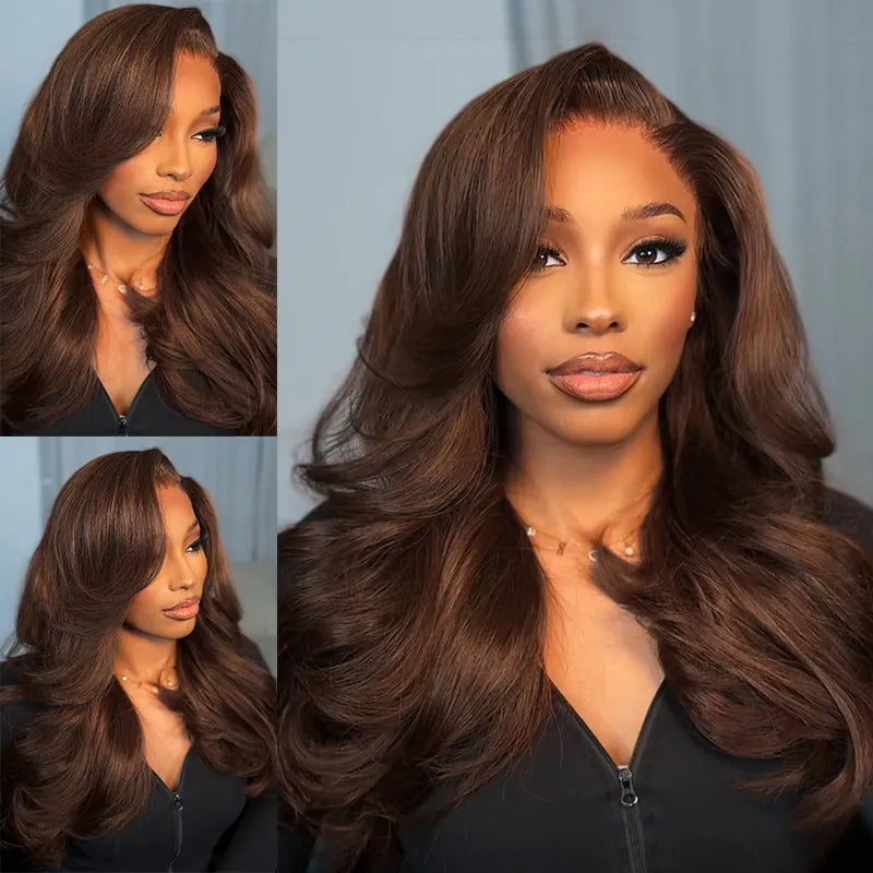 Chocolate Brown Peacock Body Wave Pre-Styled 13x6 Lace Wig