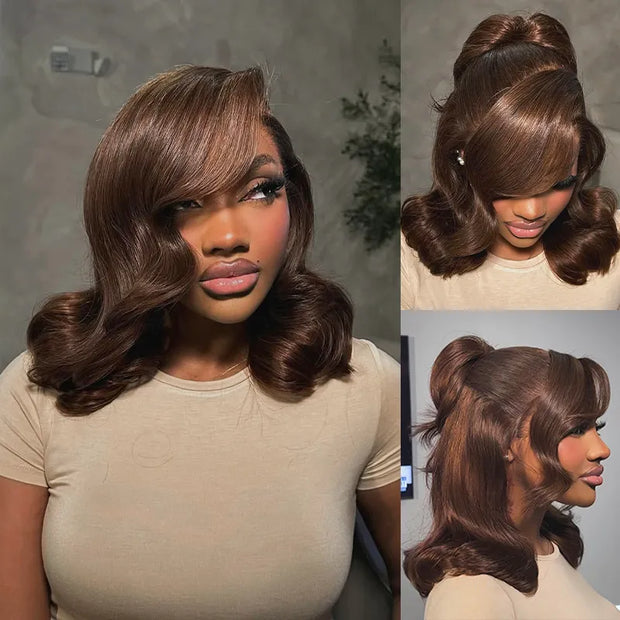 Pre-Styled Bouncy Body Wave Rich Brown 