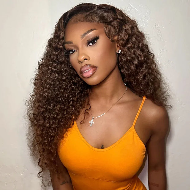 Flash Sale 360 Lace Frontal With Invisi Strap Chocolate Brown Water Wave Glueless Wig