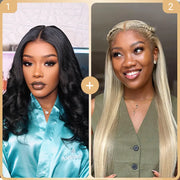 2 Wigs Set | 13x6 Full Lace Body Wave Wig with Pre-cut Lace + 13x4 Lace Transparent Customized Blonde Balayage Straight Wig
