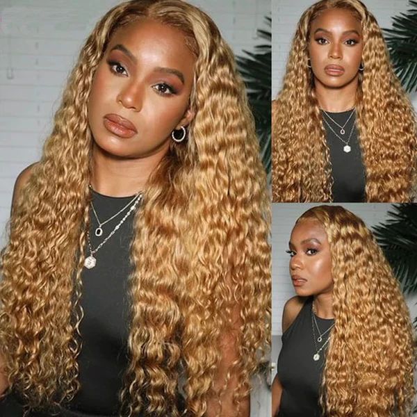 #27 Light Brown 13x4 13x6 Frontal Lace Wigs Pre-plucked Deep Wave Human Hair