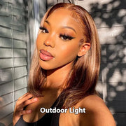 Ready to Wear Highlight Piano Color Straight Lace Bob Wig with Pre Plucked Hairline & Bleached Knots