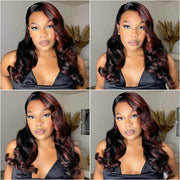 Cherry Red Highlight Layered Cut Body Wave Wig