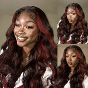 Cherry Red Highlight Layered Cut Body Wave Wig