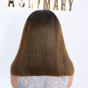 Flash Sale Highlight Bob Yaki Straight Human Hair 180% Density Pre Bleached Tiny Knots Glueless Wig
