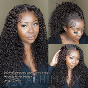 BOGO Invisi Strap Snug Fit 360 SKin Lace Chocolate Brown Water Wave Bleached Knots Glueless Lace Wig