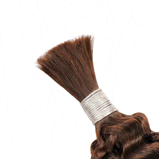 #4 Chocolate Brown Deep Wave Bulk Human Hair