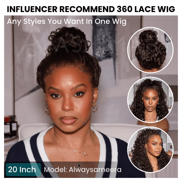 Extra 70% OFF| Chocolate Brown Water Wave Invisi-Strap Snug Fit 360 Skin Lace Wig Pre-Cut Lace  & Pre-Bleached Knots Cozy Glueless Wig Ashimary Human Hair