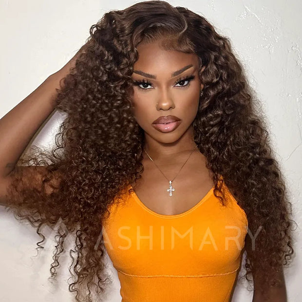 Flash Sale 360 Lace Frontal With Invisi Strap Chocolate Brown Water Wave Glueless Wig
