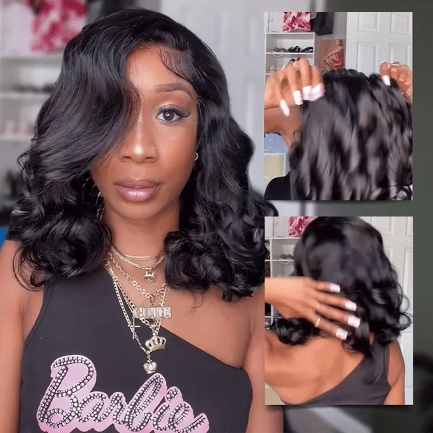 Pre-Styled Body Wave Short Bob Wig Transparent Lace Wigs