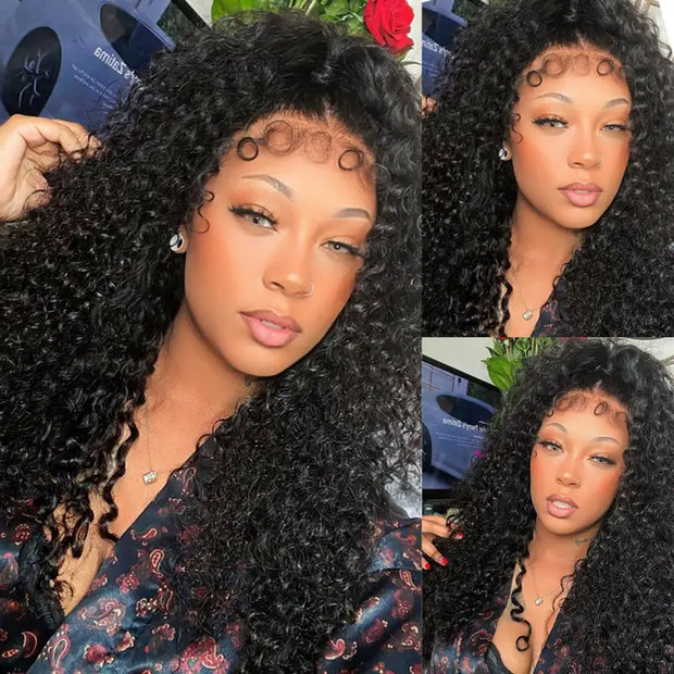 Water Wave 4x4 & 4x6 Lace Closure with Realistic Hairline Wet Curly Human Hair Wig with Natural 4C Curly Baby Hair Ashimary.com