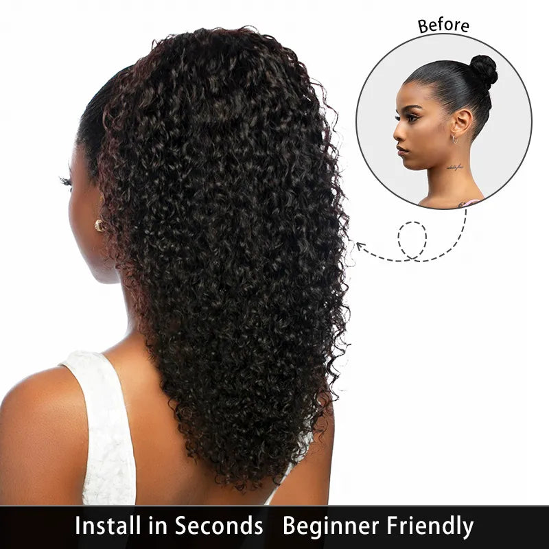 Water Wave Quick & Easy Drawstring Ponytail Extension Human  display picture 1