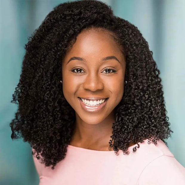 4C Curly Edge Afro Curly Flexible Fit Half Wig With Drawstring 