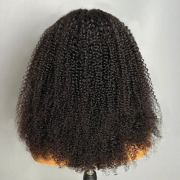 4C Curly Edge Afro Curly Flexible Fit Half Wig With Drawstring 