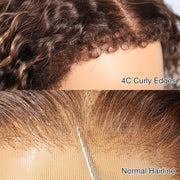 Glueless 4C Edges Blonde Highlight Kinky Curly Wig