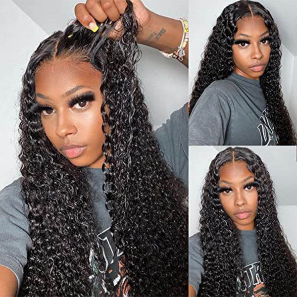 Pre Cut Lace Deep Wave Glueless Wig with Pre Plucked Hairline & Bleached Knots