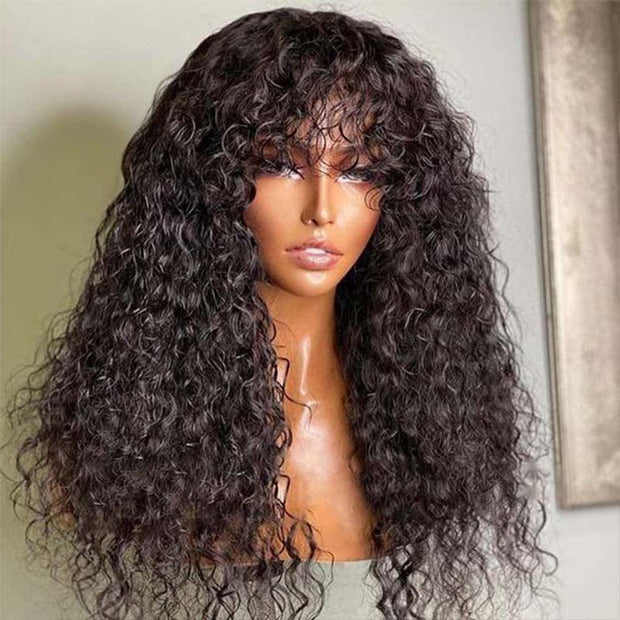 Flash Sale Pre Cut Bangs Put on & Go Body Wave Affordable Human Hair Wig Ashimary