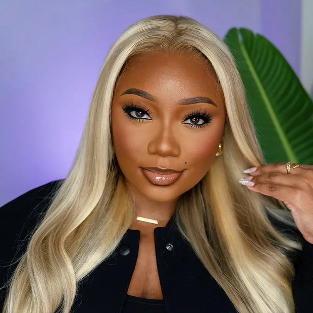 Flash Sale Ashimary Customized Blonde Balayage on Brown Hair Highlight 13x4 Lace Frontal Human Hair Wig