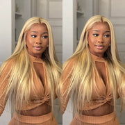 Flash Sale Ashimary Customized Blonde Balayage on Brown Hair Highlight 13x4 Lace Frontal Human Hair Wig