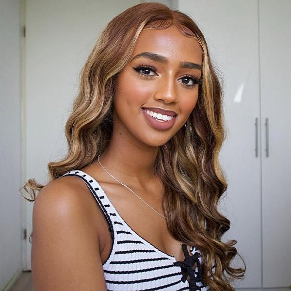Brown Highlight Body Wave Wigs 4x4/13*4/13*6 Human Hair Lace Wigs Ashimary Hair