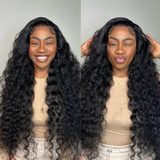 13x6 Full Transparent Lace Loose Deep Wave Wig Natural Black Color