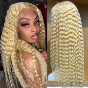 613 Blonde Deep Wave 13x4 Lace Front Wig Transparent HD Lace Human Hair Ashimary.com