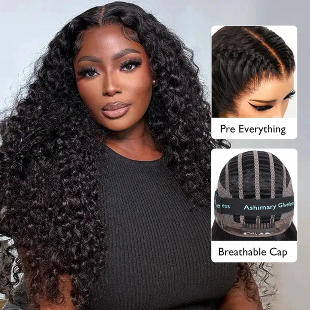 Upgrade 13x4 Pre Cut Lace Wear Go Glueless Deep Wave Wig