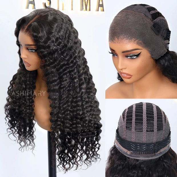Upgrade 13x4 Pre Cut Lace Wear Go Glueless Deep Wave Wig