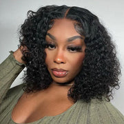 Glueless Deep Wave Bohemian Bob Transparent Lace Closure Wig