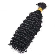 Ashimary Deep Wave Bulk Human Hair For Boho Knotless Braiding 3pcs/pack Natural Black