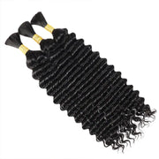 Ashimary Deep Wave Bulk Human Hair For Boho Knotless Braiding 3pcs/pack Natural Black