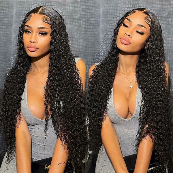 13*4 Transparent HD lace Front Wigs Deep Wave Human Hair 150% 180% 250% Density Ashimary