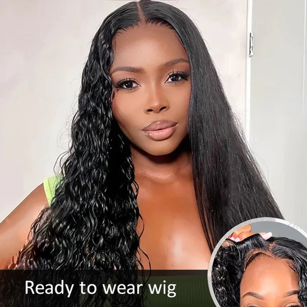 Ready to Wear Magic Wet and Wavy Pre Cut Lace Wig with Pre Bleached Knots & Plucked Hairline