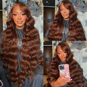 Flash Sale #4 Chocolate Brown 360 Lace Frontal Pre Plucked Wig with Baby Hair Brazilian Any Style