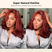 Reddish Brown Pre-Styled Body Wave Glueless Layer Wavy Bob Wig
